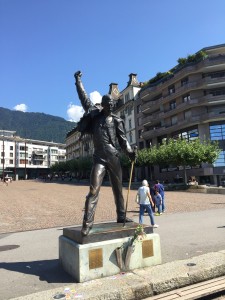 The popular statue of Freddie Mercury on the shores of Lake Geneva in Montreux