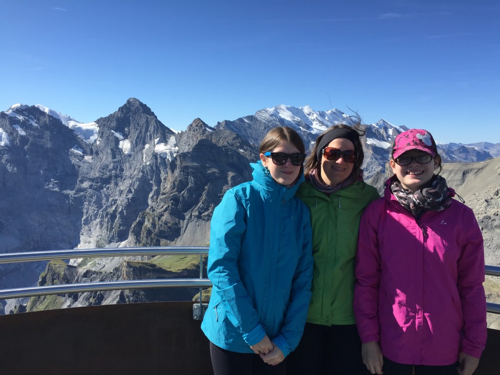 The view from the top of the Schilthorn, where it was about 10Â°C. We were very fortunate with the weather