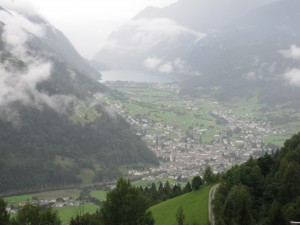 Passing over a small Swiss town in the valley