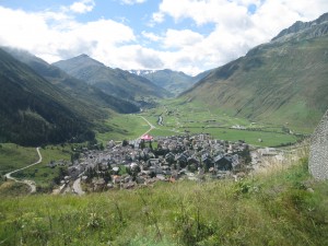 Coming into the valley town of Andermatt