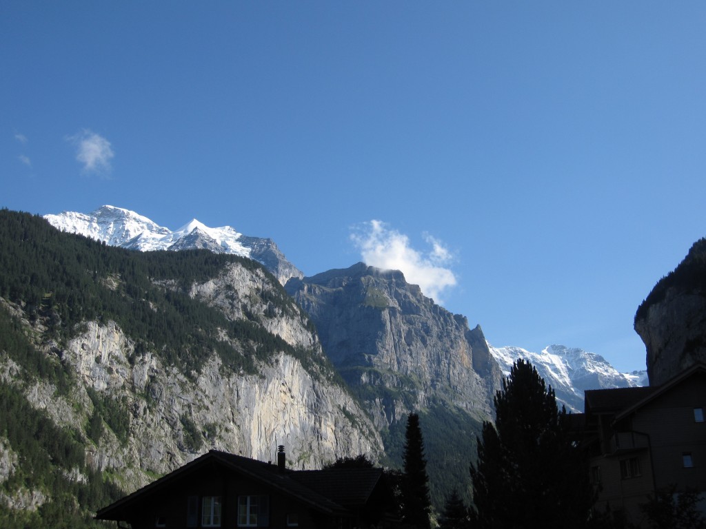 The view from our balcony at the Valley Hostel in Lauterbrunnen