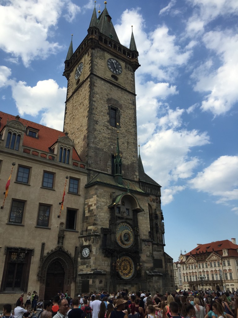 The old town square, with the elaborate and weird astronomical clock