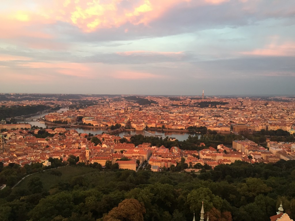 Prague at sunset, from PetÅ™Ã­n hill