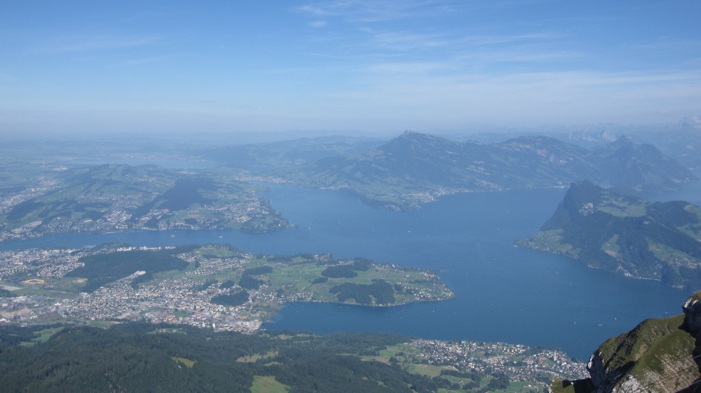 The view of Lake Lucerne from the top of Mount Pilatus